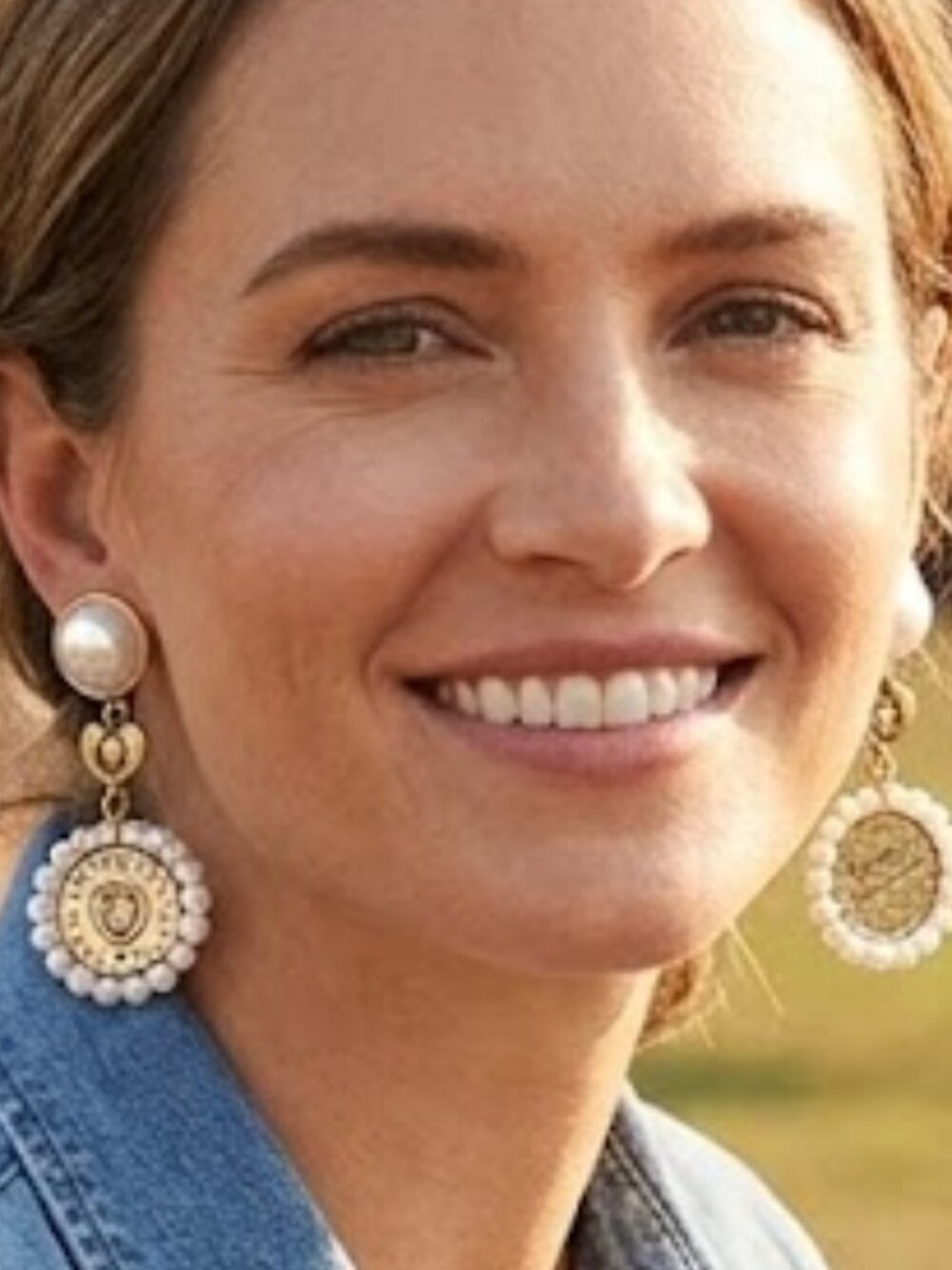 NEW Betsey Johnson Dangle Earrings with Faux Pearl / Horseshoe /Liberty Accents